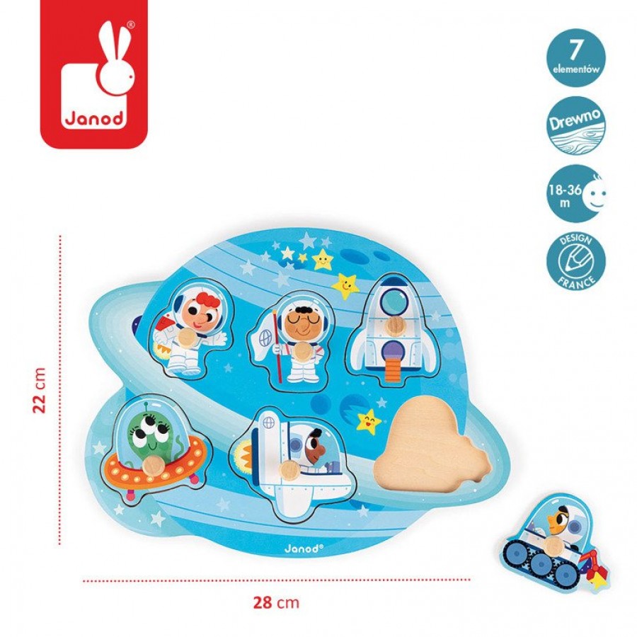 Janod - Puzzle drewniane Wesoły Kosmos - Esy Floresy 