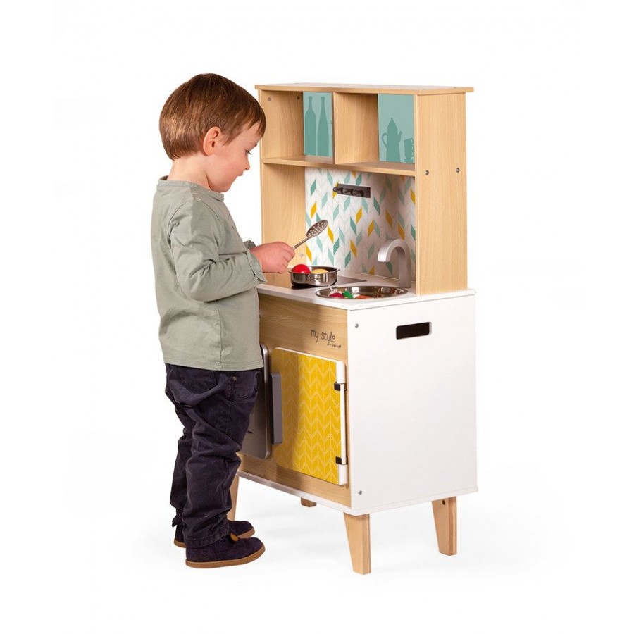 Janod - Duża kuchnia drewniana z naklejkami do indywidualnego ozdabiania My Style - Esy Floresy 