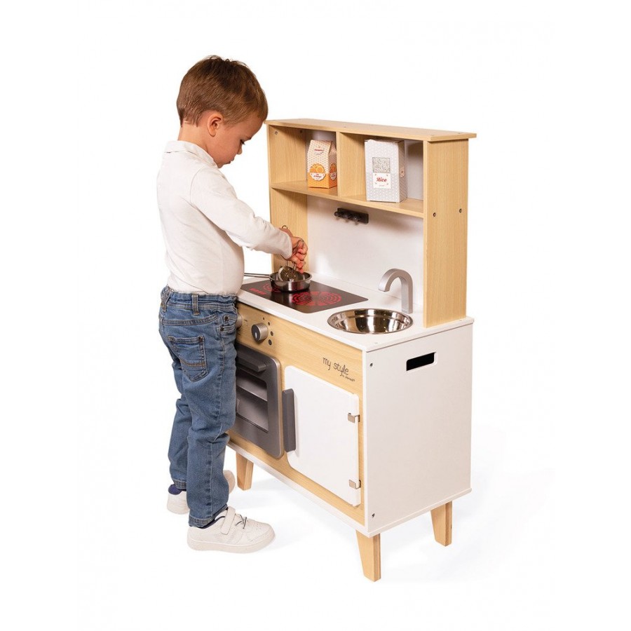 Janod - Duża kuchnia drewniana z naklejkami do indywidualnego ozdabiania My Style - Esy Floresy 