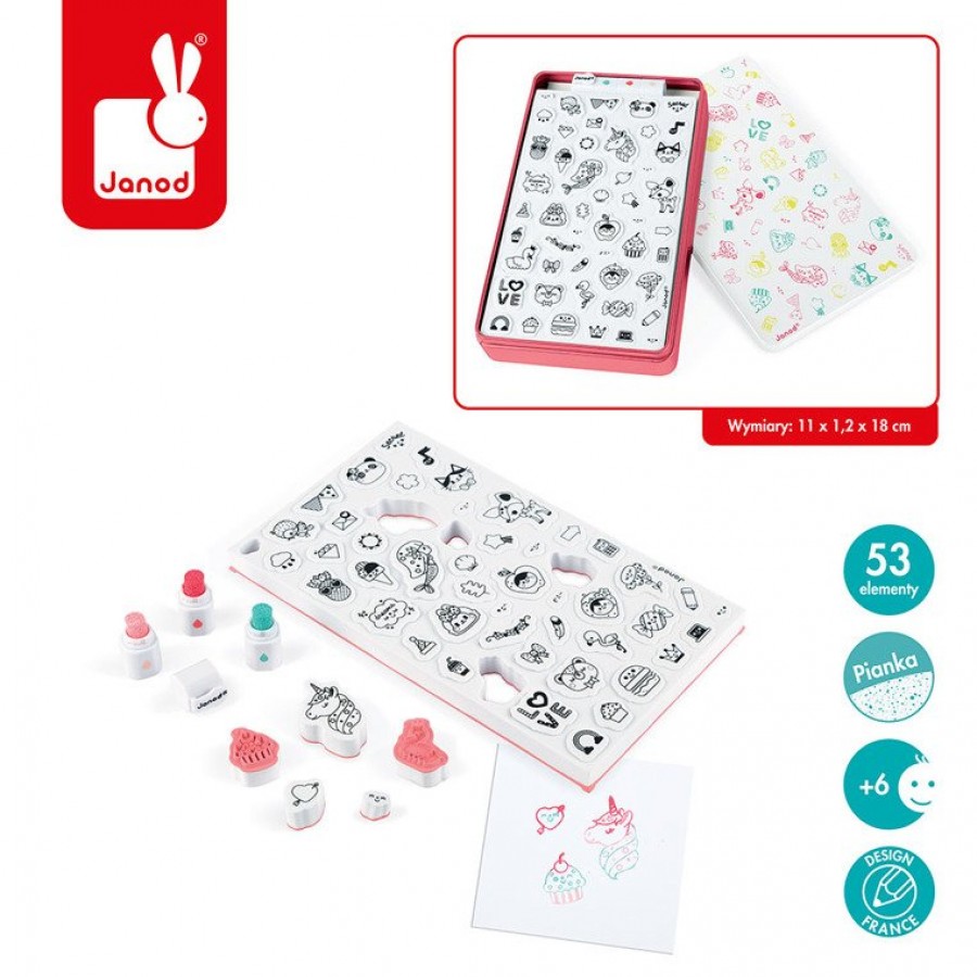 Janod - Zestaw kreatywny Stempelki Słodziaki - Esy Floresy 