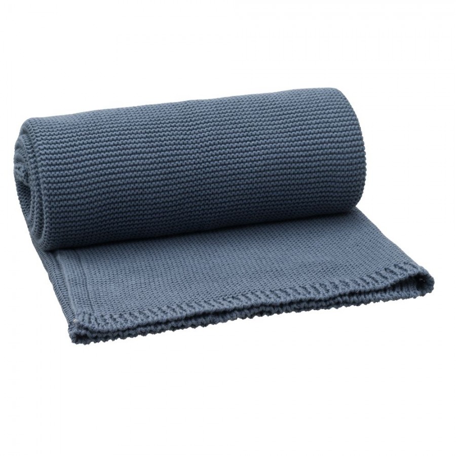  Fresk - Tkany kocyk z bawełny organicznej 80 x 100 cm Uni Ink blue - Esy Floresy 