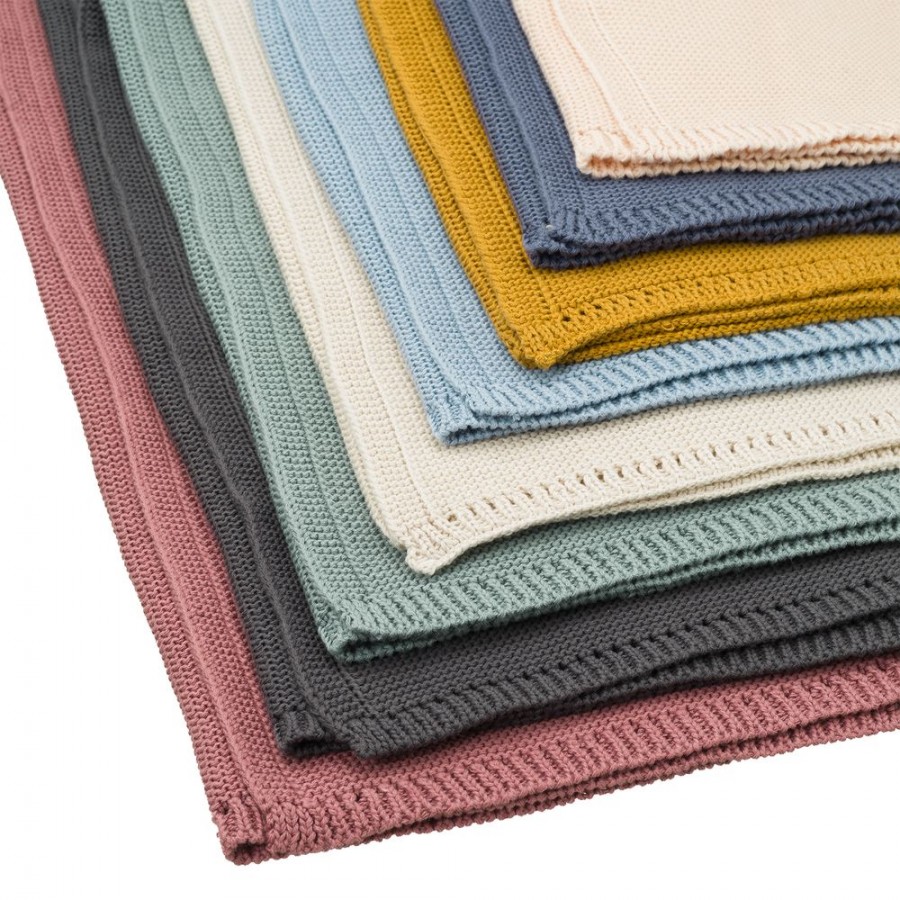  Fresk - Tkany kocyk z bawełny organicznej 80 x 100 cm Uni Mustard - Esy Floresy 