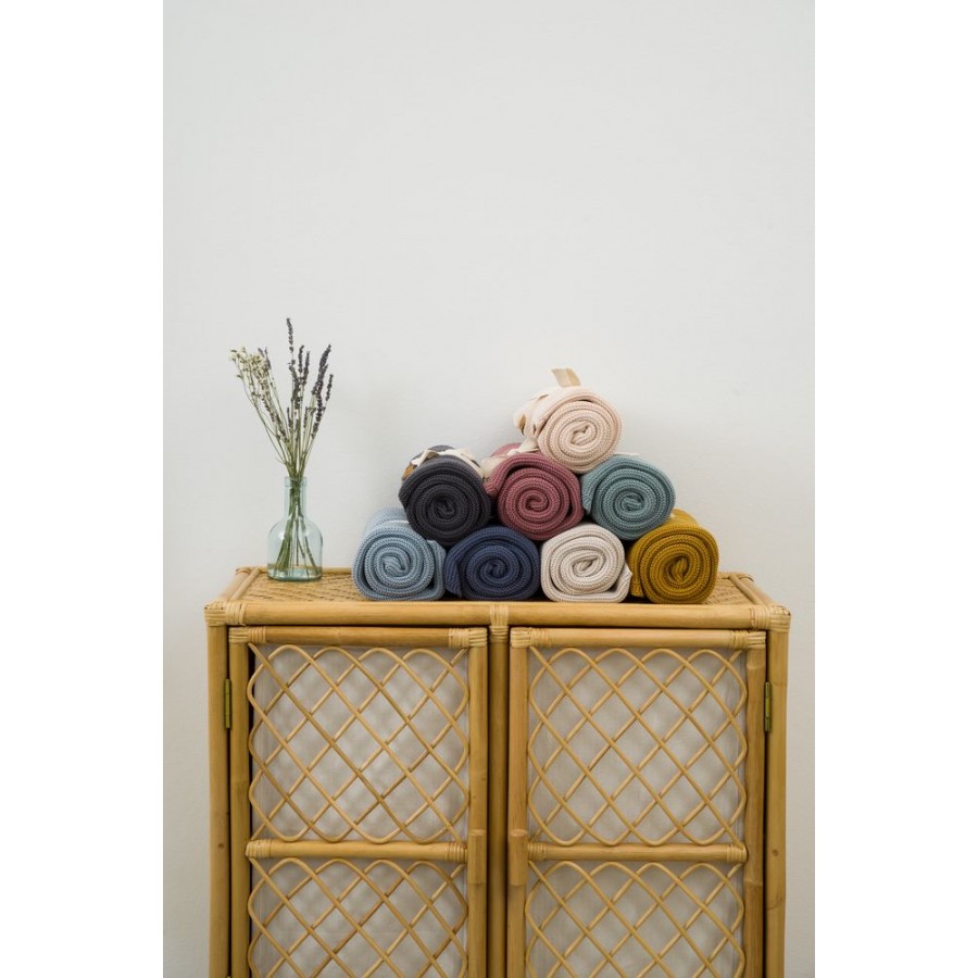  Fresk - Tkany kocyk z bawełny organicznej 80 x 100 cm Uni Cream - Esy Floresy 