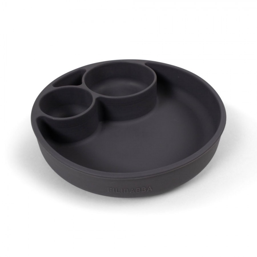 Filibabba Silikonowy talerzyk z przegródkami Stone Grey - Esy Floresy 