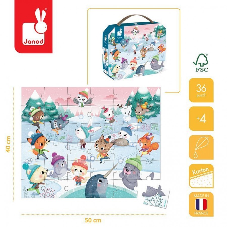 Janod Puzzle w walizce Zabawa na śniegu 36 elementów 4+  - Esy Floresy 