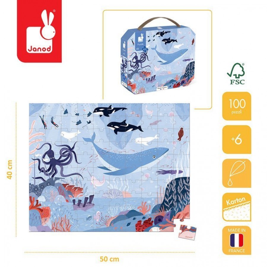 Janod Puzzle w walizce Ocean arktyczny 100 elementów 6+ Made in France - Esy Floresy 
