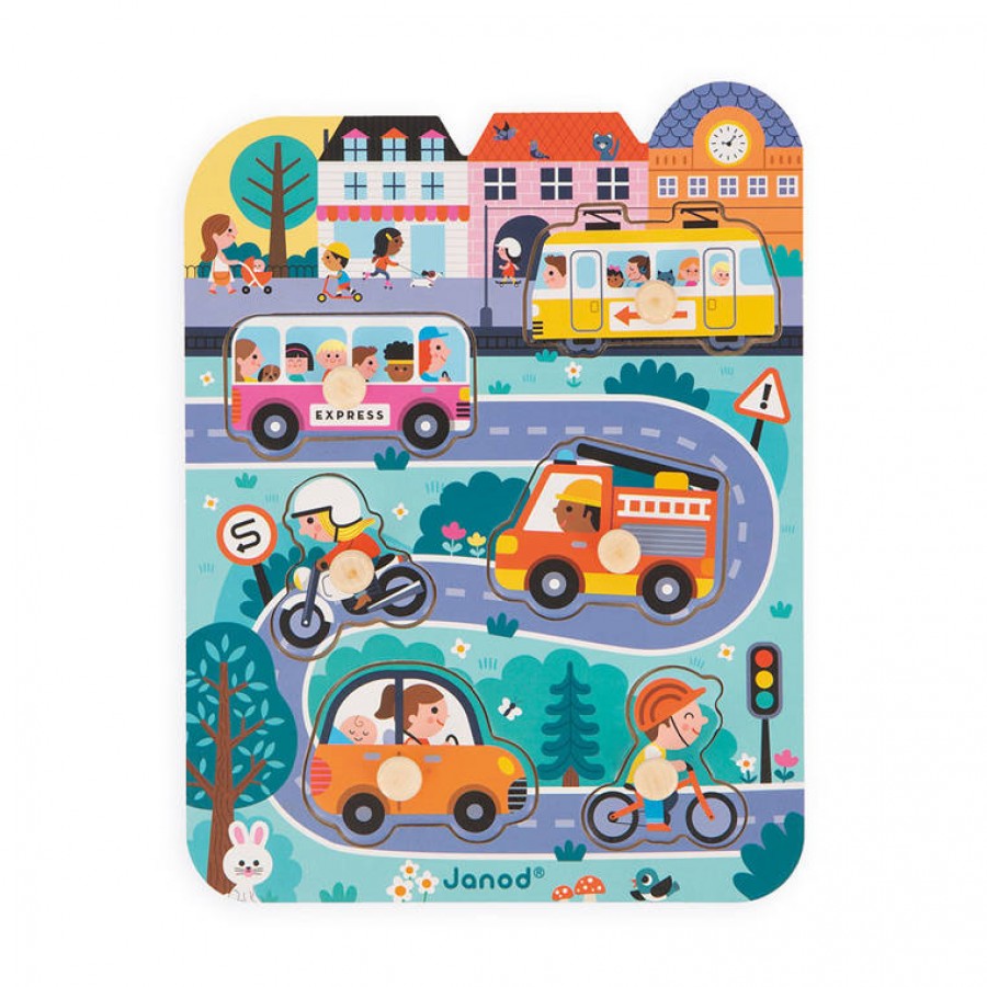 Janod Puzzle drewniane W mieście 6 elementów, 18 m+ - Esy Floresy 