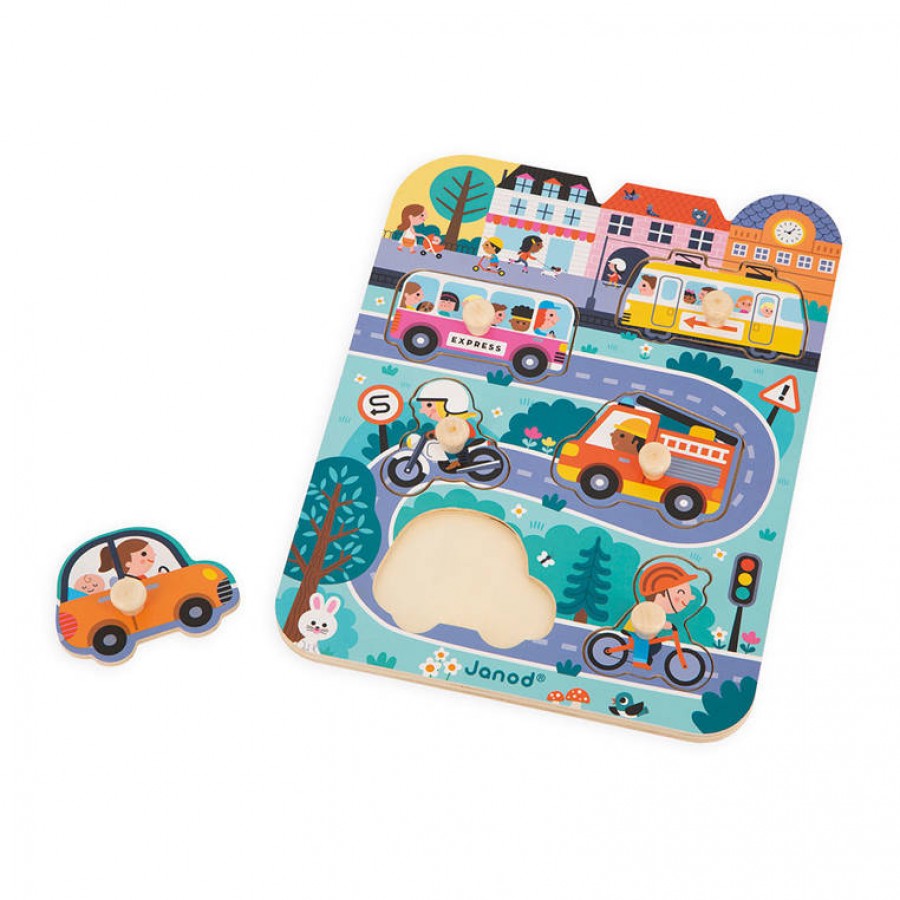 Janod Puzzle drewniane W mieście 6 elementów, 18 m+ - Esy Floresy 