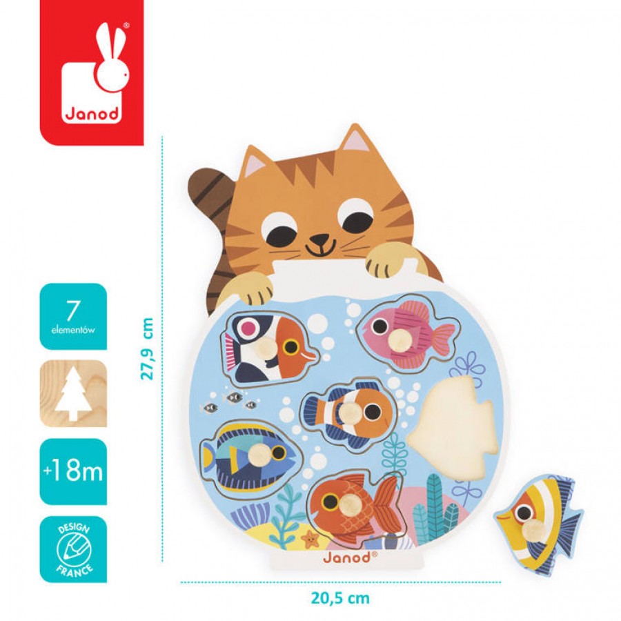 Janod Puzzle drewniane Akwarium 6 elementów, 18 m+ - Esy Floresy 