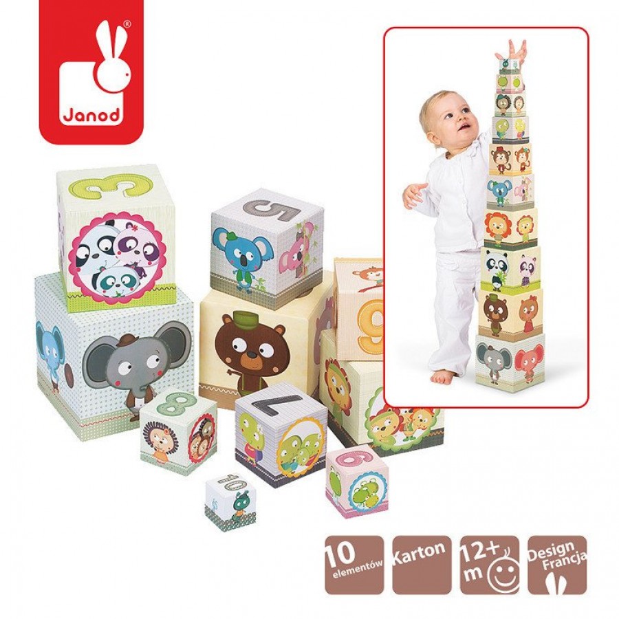 Janod - Piramida wieża 10 kostek Zwierzęta - Esy Floresy 