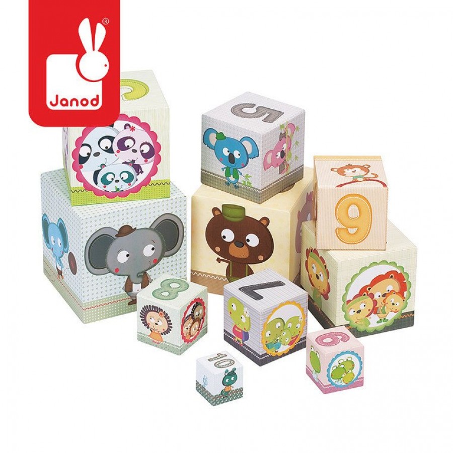 Janod - Piramida wieża 10 kostek Zwierzęta - Esy Floresy 