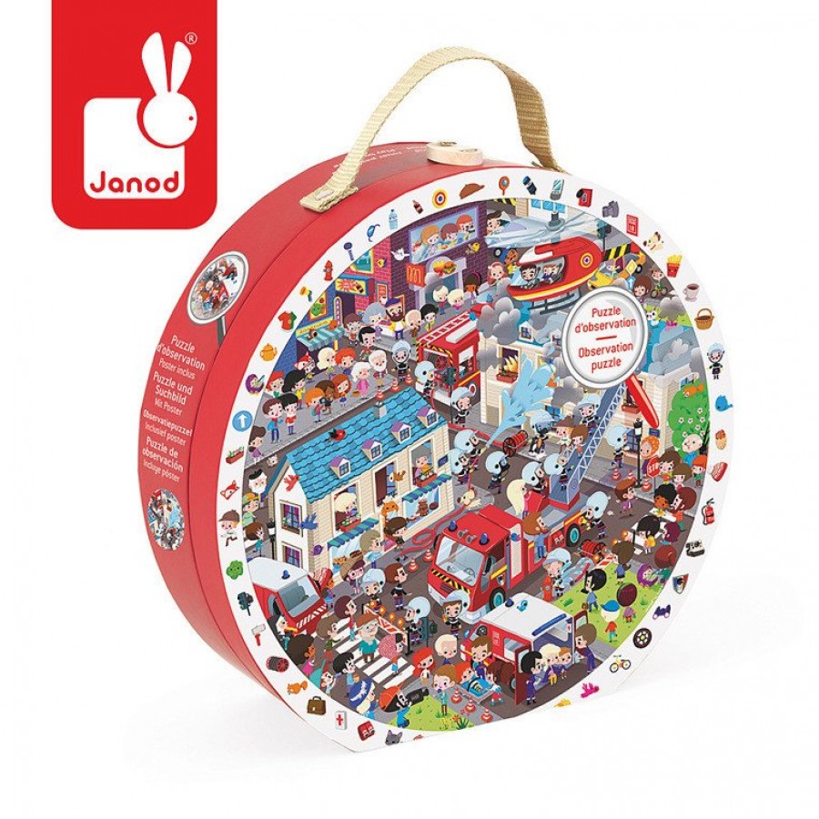 Janod - Puzzle obserwacyjne w walizce Straż pożarna - Esy Floresy 
