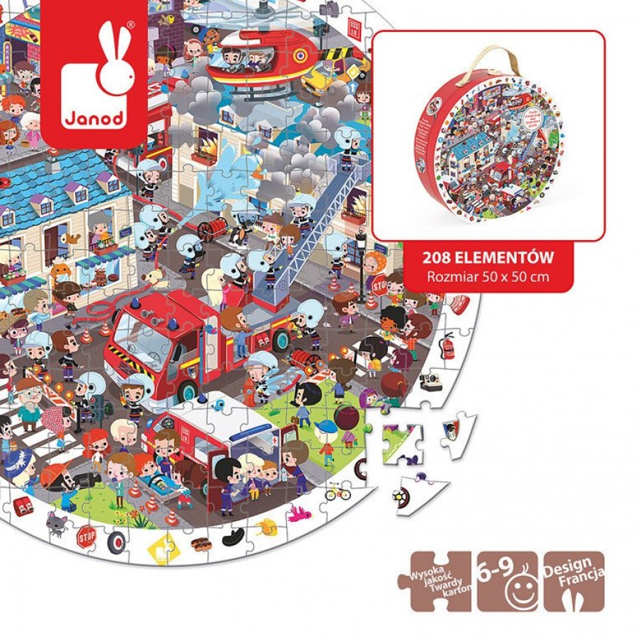 Janod - Puzzle obserwacyjne w walizce Straż pożarna - Esy Floresy 