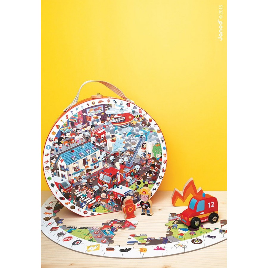Janod - Puzzle obserwacyjne w walizce Straż pożarna - Esy Floresy 