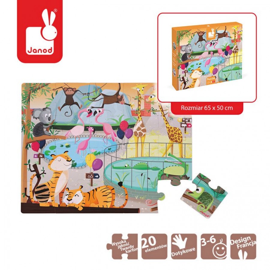 Janod - Puzzle sensoryczne 20 elementów Wycieczka do zoo - Esy Floresy 