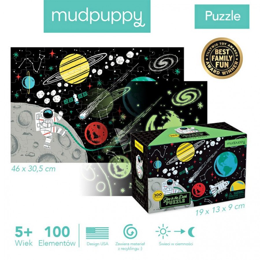 Mudpuppy - Puzzle świecące w ciemności Kosmos 100 elementów 5+ - Esy Floresy 