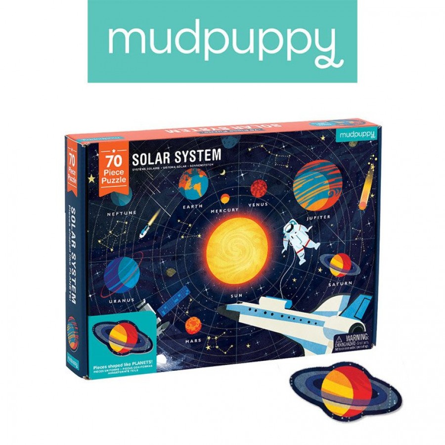 Mudpuppy - Puzzle Układ Słoneczny z elementami w kształcie planet 5+ - Esy Floresy 