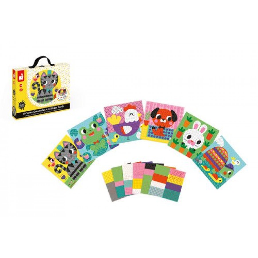 Janod - Zestaw artystyczny Karty z naklejkami Zwierzęta - Esy Floresy 