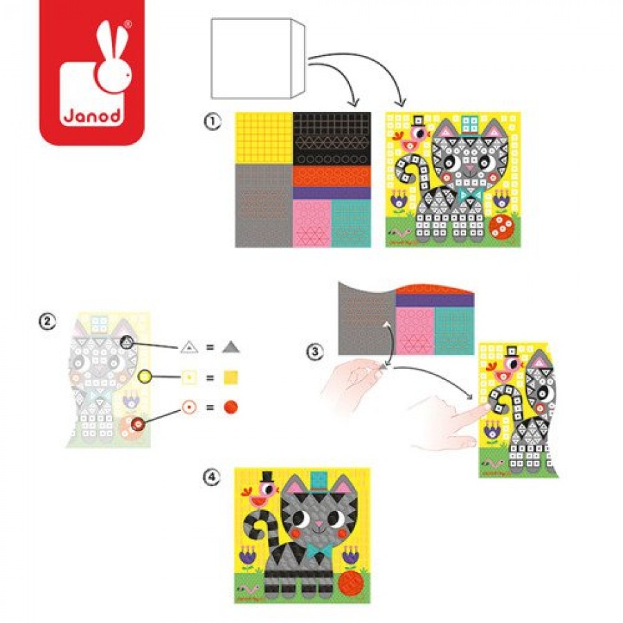 Janod - Zestaw artystyczny Karty z naklejkami Zwierzęta - Esy Floresy 