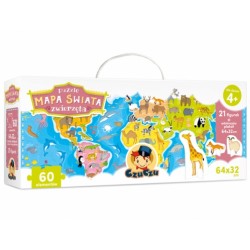 CzuCzu Puzzle Mapa świata Zwierzęta dla dzieci 4+ | Esy Floresy