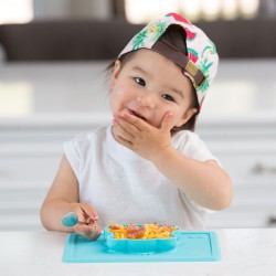 EZPZ - Silikonowa miseczka z podkładką 2w1 Care Bears™ Bowl Misia Życzliwe Serce Wish Bear, turkusowa | Esy Floresy