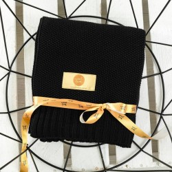 WoodLook - Bambusowy koc dziany z jonami srebra, czarny | Esy Floresy