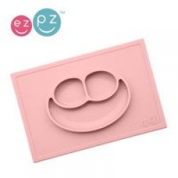 EZPZ - Silikonowy talerzyk z podkładką 2w1 Happy Mat pastelowy róż. | Esy Floresy