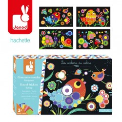 Janod - Zestaw kreatywny Okrągłe naklejki Wiosna 3+ | Esy Floresy