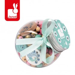 Janod - Zestaw do tworzenia biżuterii Drewniane koraliki z efektem złota Pawie | Esy Floresy