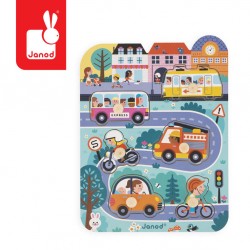 Janod Puzzle drewniane W mieście 6 elementów, 18 m+ | Esy Floresy