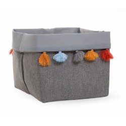 Childhome Pudełko materiałowe 32x32x29 szary pompony | Esy Floresy