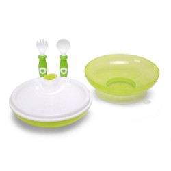 Childhome - Zestaw obiadowy 3 el. z miseczką termiczną White/Green | Esy Floresy