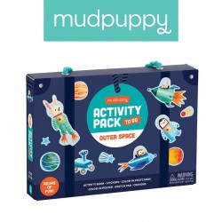 Mudpuppy - Zestaw kreatywny Naklejki, Malowanki, Łamigłówki z 5 kredkami Kosmos 4+  | Esy Floresy